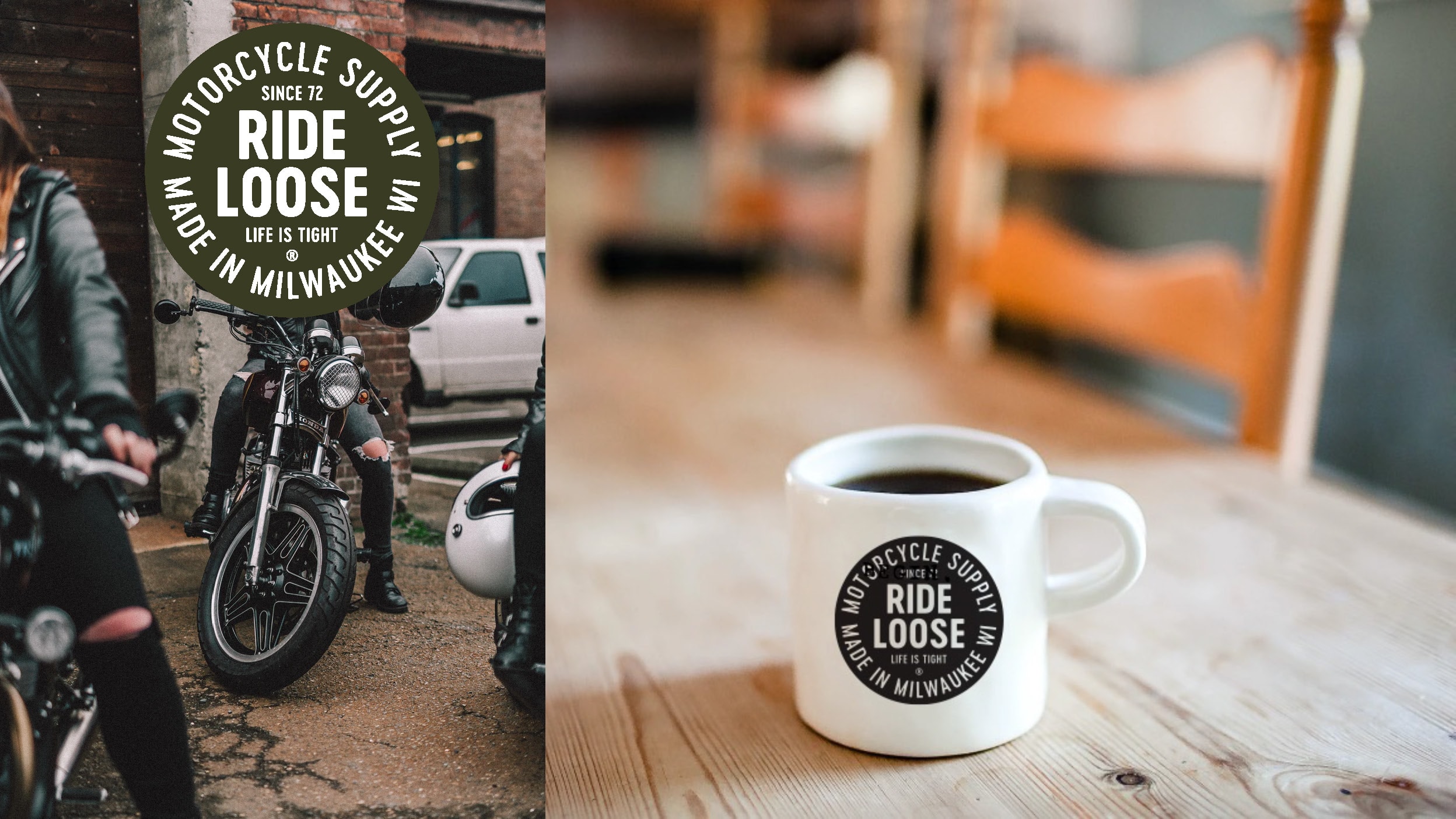 Ride Loose motorcycle brand coffee mug